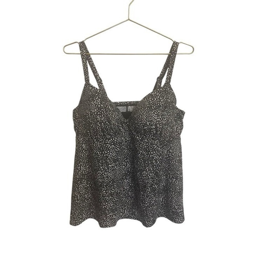 Swimsuits For All Black White Animal Print Tankini Top 38D NWT